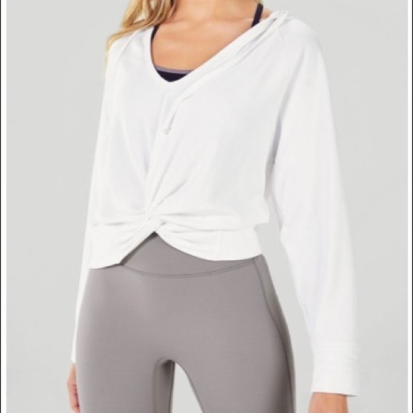 Fabletics Sydney white twist front v-neck hoodie M - Picture 10 of 10